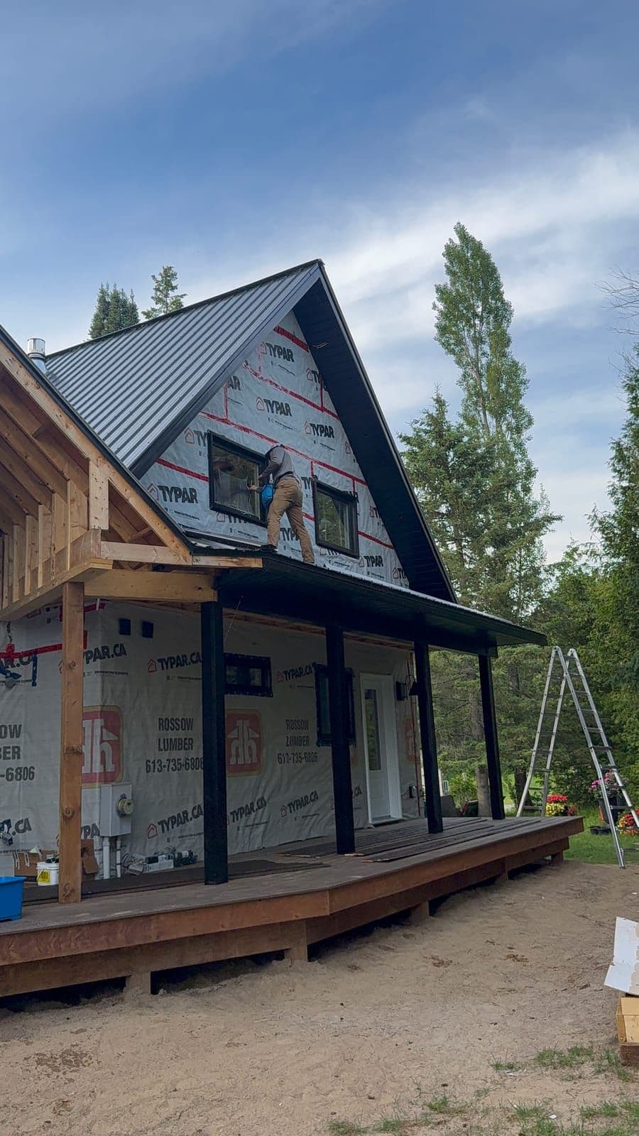 Large timber-frame home with streak-free windows after professional exterior window cleaning in the Ottawa Valley