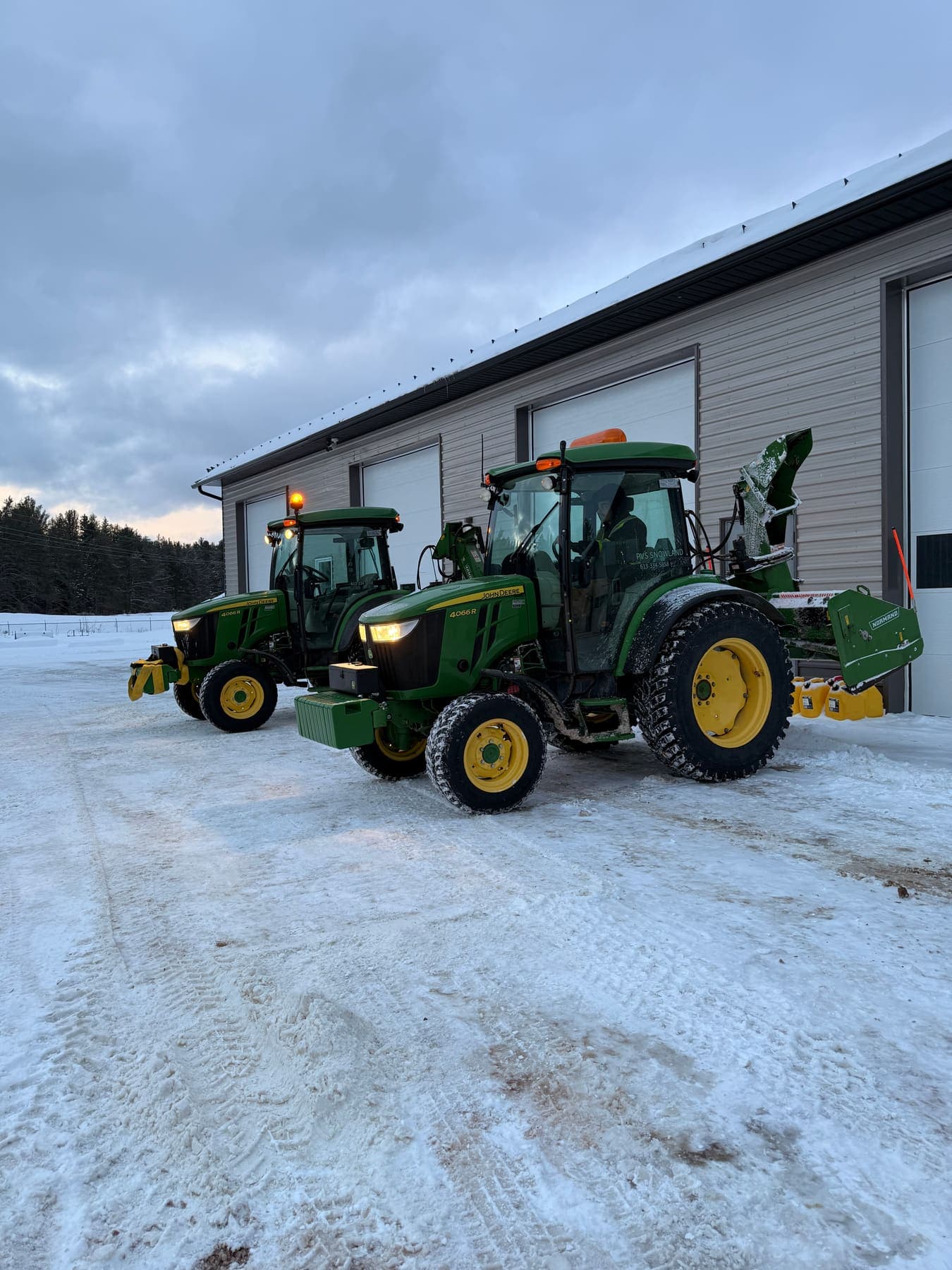 PVS snow removal crew clearing a property after a snowfall, Ottawa Valley