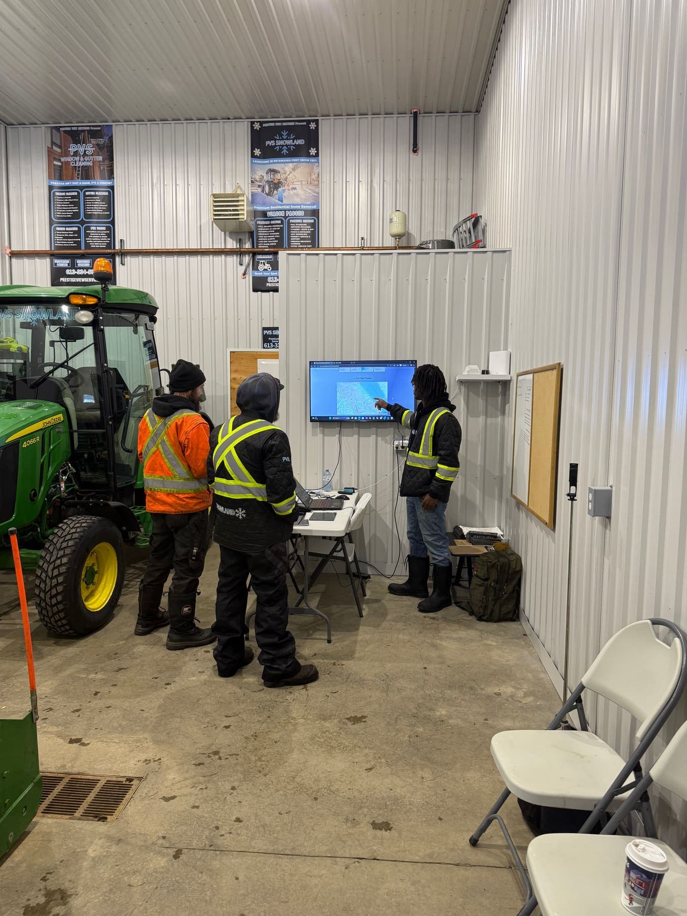 PVS snow removal crew clearing a property after a snowfall, Ottawa Valley